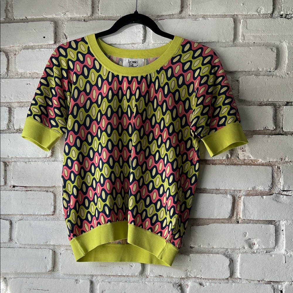 Lime Pink Geo-Print Short Sleeve Tee